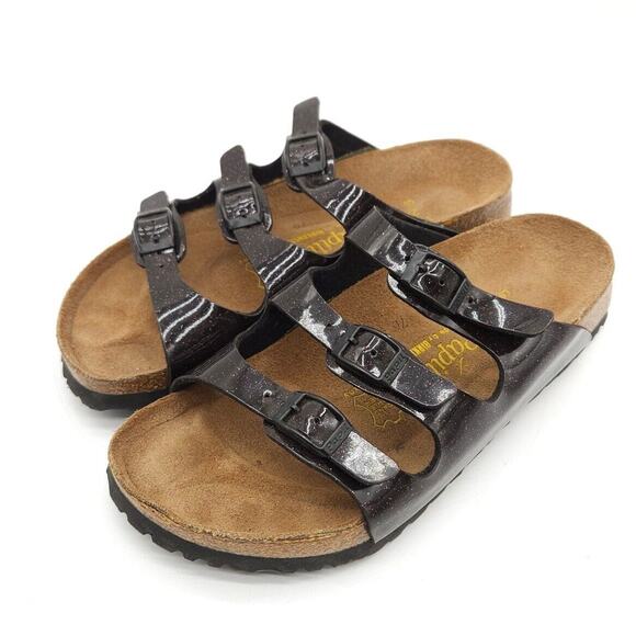 Birkenstock Papillio (Womens US 6) Florida Slide Sandals Metallic Purple 3 Strap - Picture 1 of 9